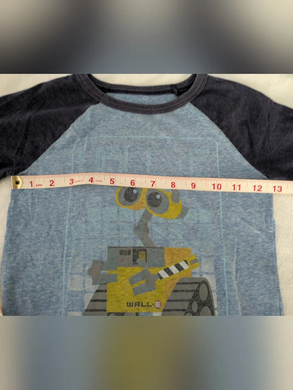 🛍️3/$15--GUC Pixar x Jumping Beans Wall-E blue heather raglan kids' t-shirt